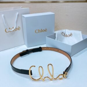 Chloé Logo Script Buckle Belt