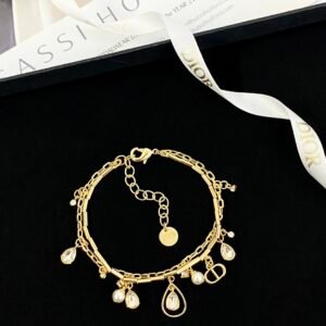 Dior Water Drop Diamond Pearl Double Layer Bracelet
