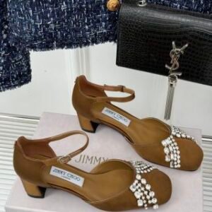 Jimmy Choo Sacaria Pearl-Embellished Satin Sandals