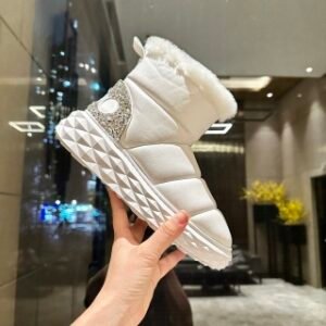 Jimmy Choo Latte Nappa Leather Crystal Boots