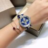 Louis Vuitton Blue Mother-of-Pearl Monogram Flower & Diamond-Set Bezel