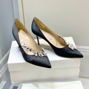 Manolo Blahnik Nadira Satin Jewel Buckle Pumps