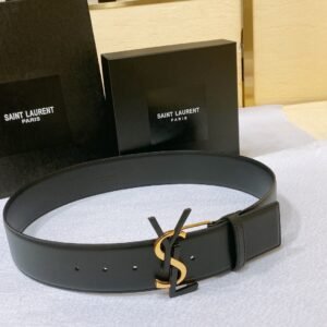 Saint Laurent Monogram Buckle Leather Belt