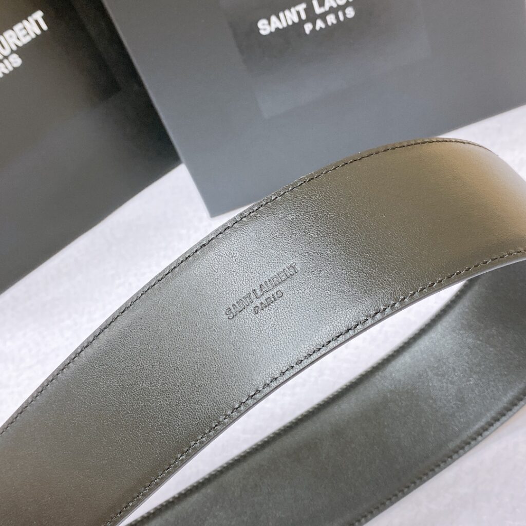 Saint Laurent Monogram Buckle Leather Belt
