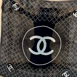 Chanel Double C Logo Grid Square Scarf