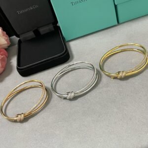 Tiffany Knot Double Row Hinged Bangle