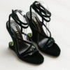 Tom Ford Velvet Wedge Sandals with Sculptural Heel
