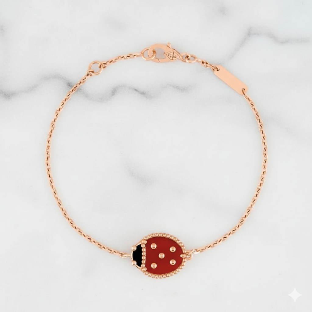 VCA Lucky Spring Bracelet, Closed Wings Ladybug