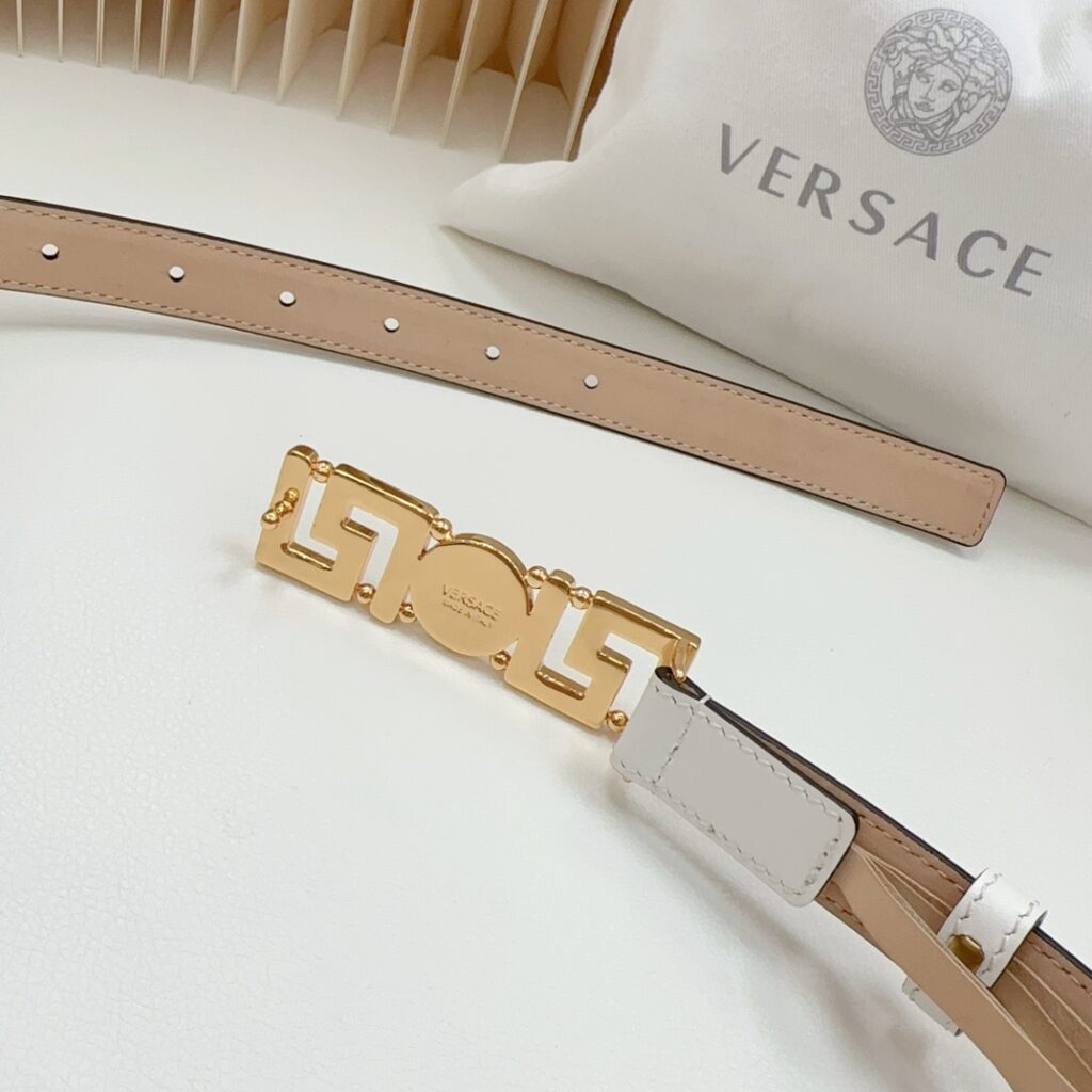 Versace Greca Medusa Enamel Buckle Leather Belt