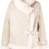 Acne Studios Shearling Aviator Jacket in Cream Beige