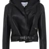 Alaïa Black Leather Hooded Jacket
