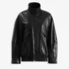 Ariste Black High-Collar Leather Jacket
