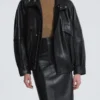 Ariste Black High-Collar Leather Jacket