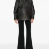 Aviator-Style Shearling-Collar Leather Jacket