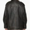 Aviator-Style Shearling-Collar Leather Jacket