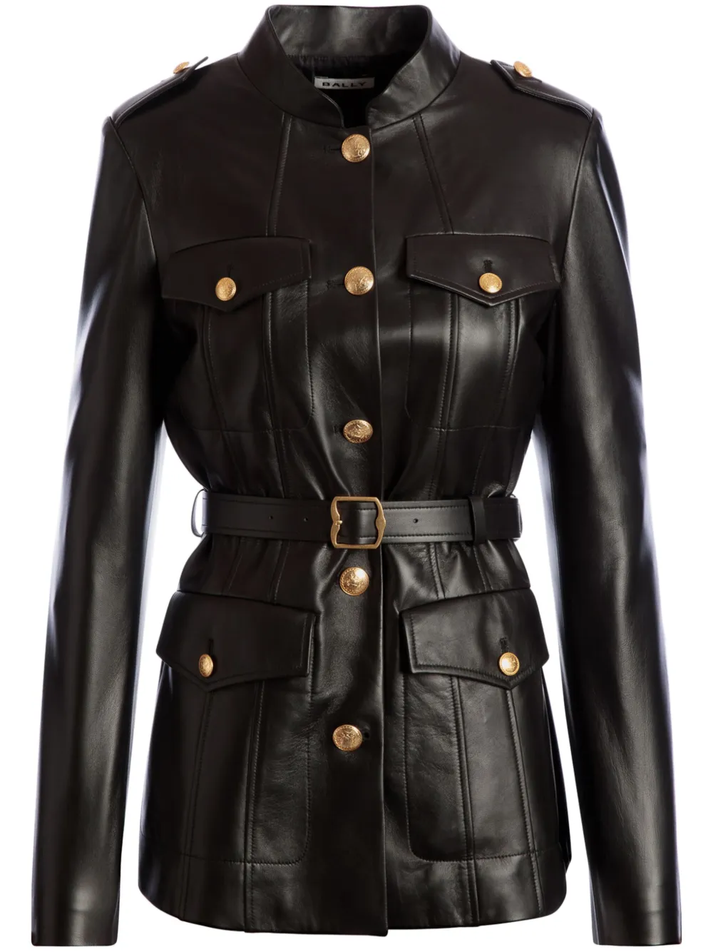 Bally Belted Military-Inspired Leather Jacket