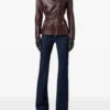 Balmain Belted Biker Leather Jacket – Burgundy