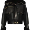 Balmain Shearling-Lined Leather Aviator Jacket in Black