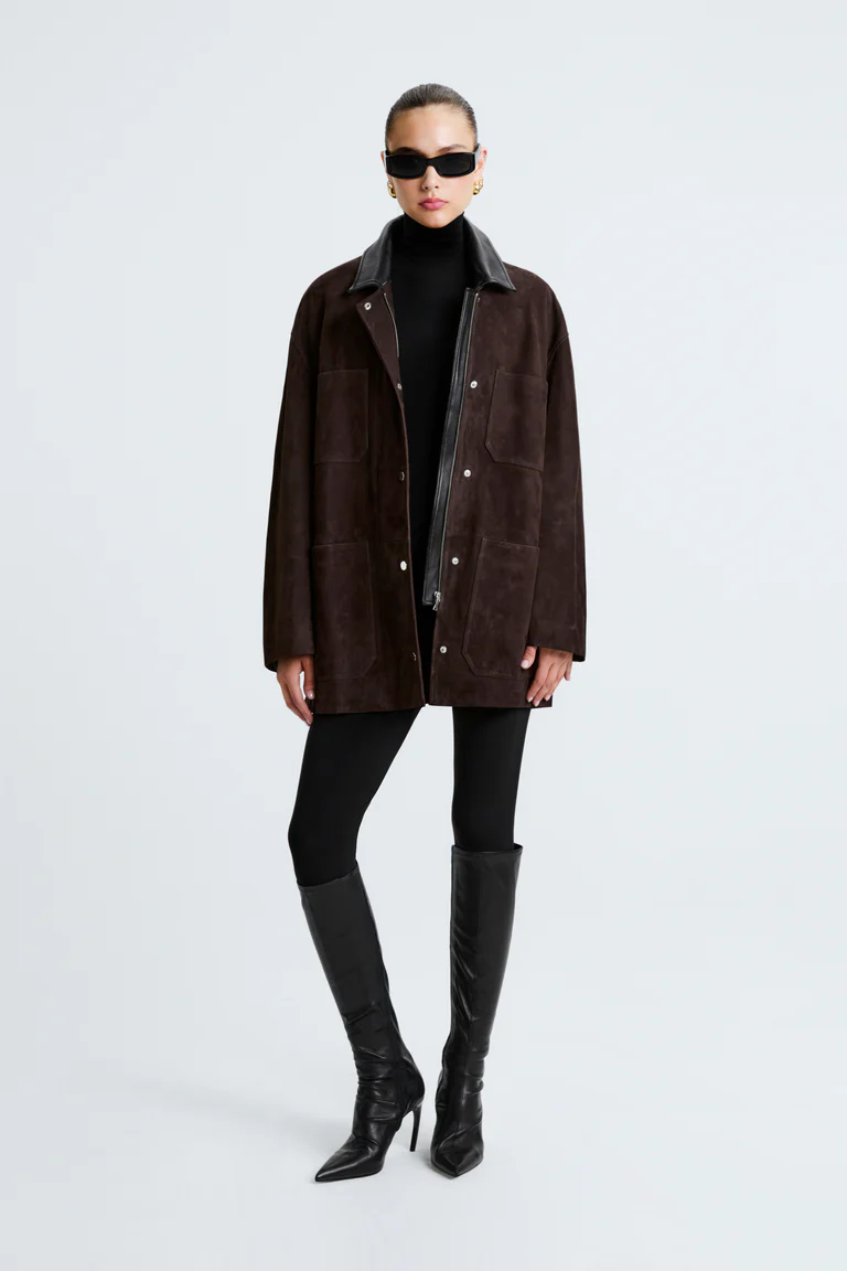 Barn Mocha Suede Overshirt Jacket