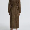 Briona Deep Olive Suede Coat with Fur Collar