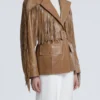 Cassidy Beige Fringe Leather Jacket