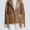 Cassidy Beige Fringe Leather Jacket
