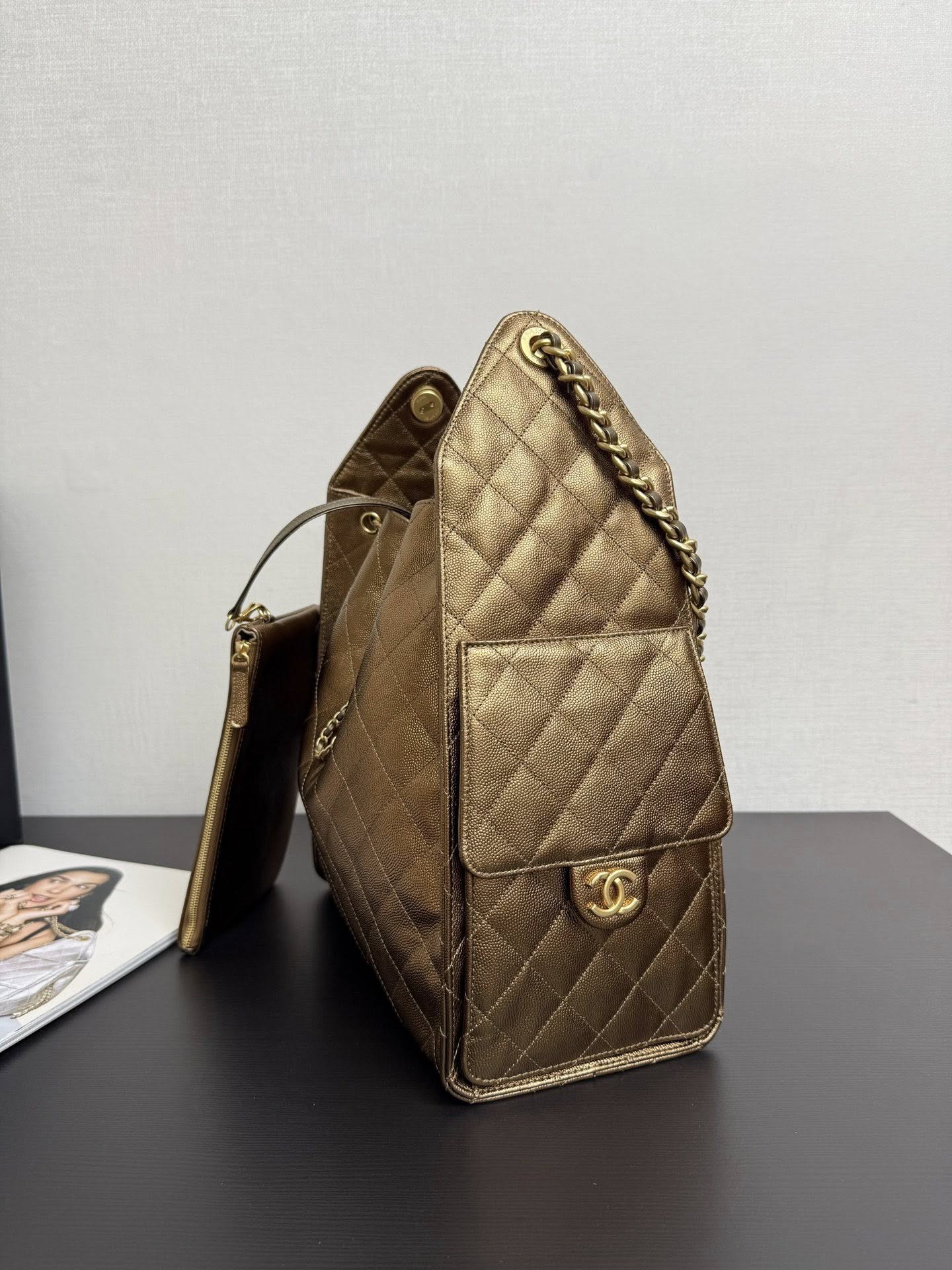 Chanel 25 Hobo Handbag - Bronze Caviar Leather