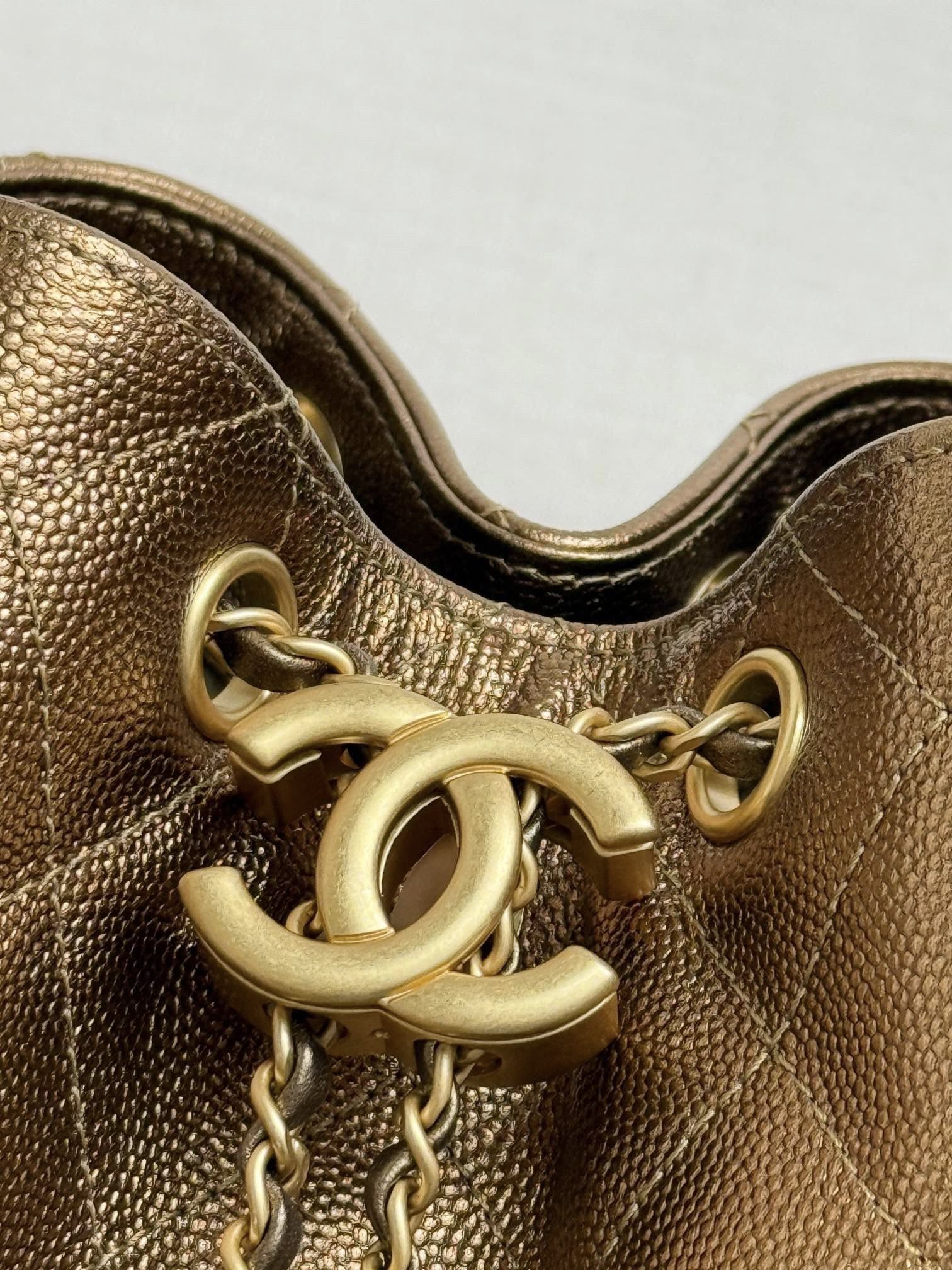 Chanel 25 Hobo Handbag - Bronze Caviar Leather