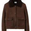 Claudie Pierlot Shearling-Collar Suede Jacket
