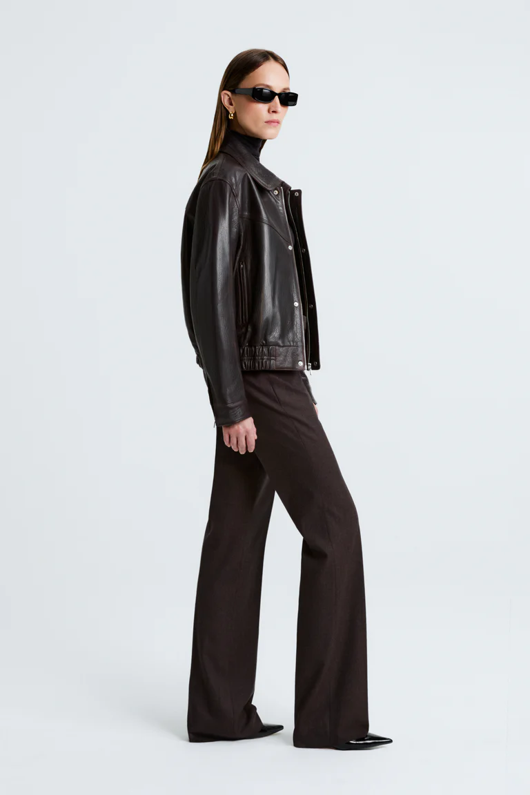 Clint Chocolate Leather Bomber Jacket