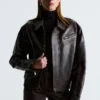 Clint Chocolate Leather Bomber Jacket