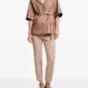 Costarellos Short-Sleeve Belted Leather Jacket