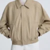 Dalma Suede Beige Bomber Jacket