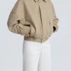 Dalma Suede Beige Bomber Jacket