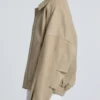 Dalma Suede Beige Bomber Jacket
