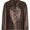 Dries Van Noten Metallic Brown Leather Jacket