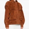 Ducie London Oversized Suede Jacket in Rust Brown