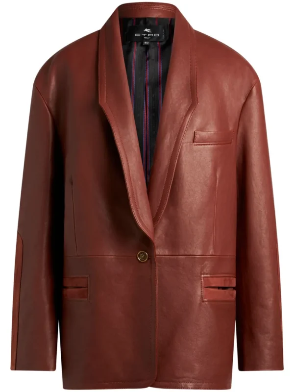 Etro Single-Breasted Leather Blazer