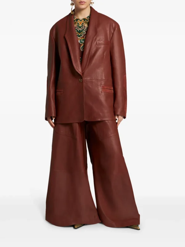 Etro Single-Breasted Leather Blazer