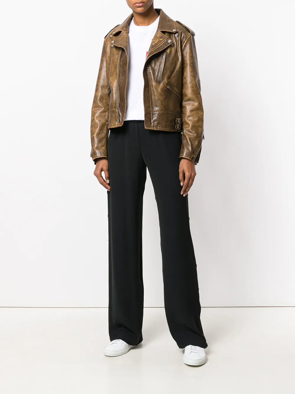 Golden Goose Distressed Leather Biker Jacket