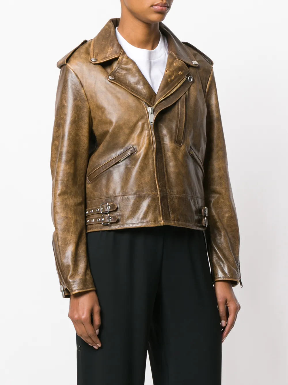 Golden Goose Distressed Leather Biker Jacket