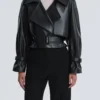 Hatti Black Cropped Leather Jacket
