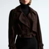 Hatti Suede Cropped Jacket in Mocha