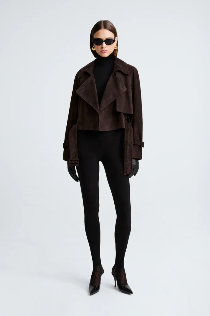 Hatti Suede Cropped Jacket in Mocha