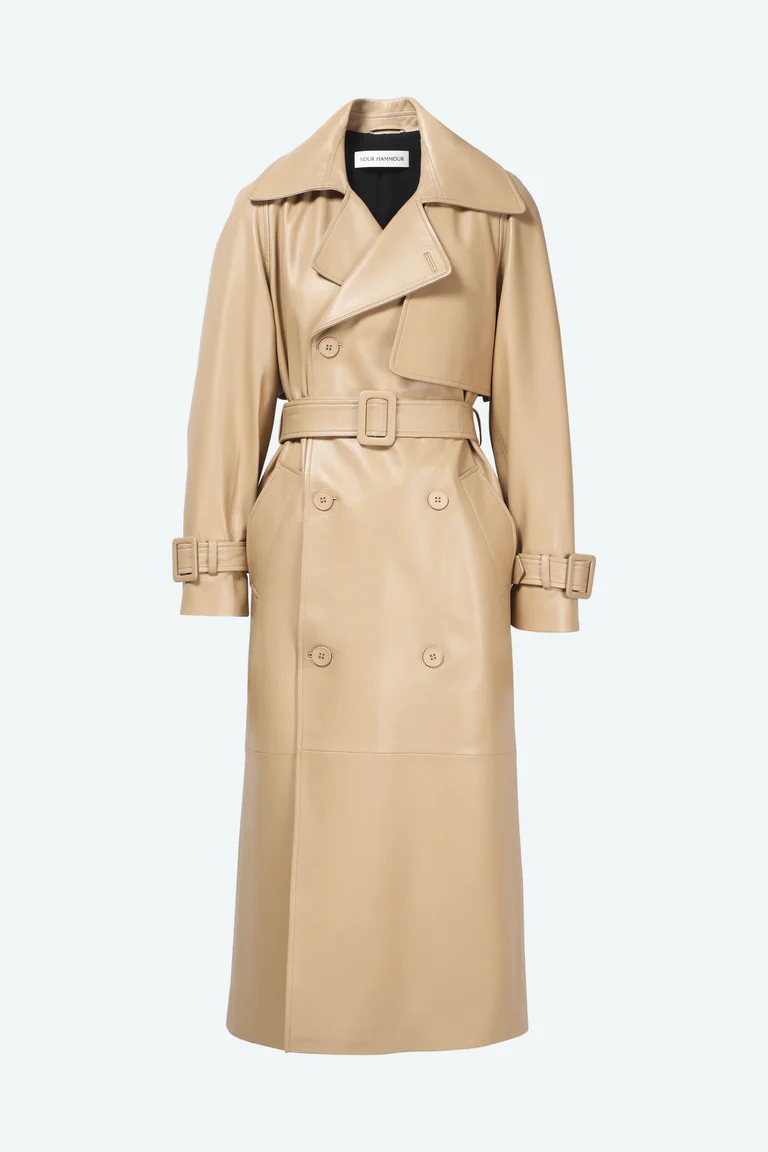 Henri Double-Breasted Leather Trench Coat