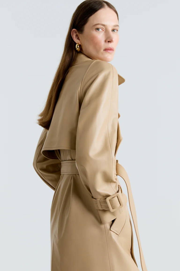 Henri Double-Breasted Leather Trench Coat
