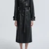 Henri Double-Breasted Leather Trench Coat