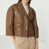 Jil Sander Boxy Brown Leather Blazer