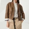 Jil Sander Boxy Brown Leather Blazer