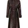 Jil Sander Dark Brown Belted Leather Coat